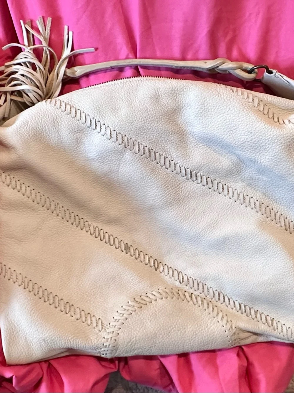 Carlos Falchi soft pebbled leather hobo shoulder bag